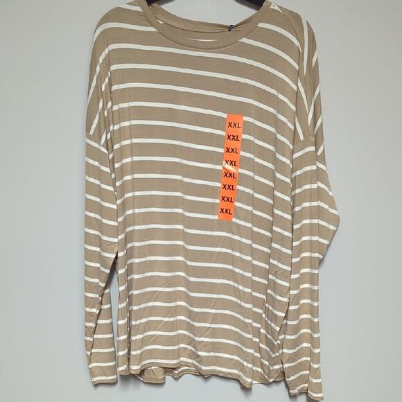 GAP Tan and White Striped Shirt XXL - Picture 1 of 4